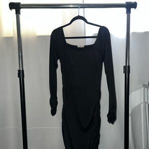 Black Ruched Midi Dress